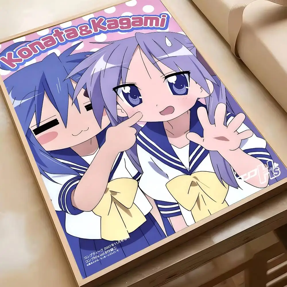 Anime Lucky Star Kawaii Selbstklebende Kunstposter Decoracion Malerei Wandkunst Weißes Kraftpapier Home Decor – Detail 23
