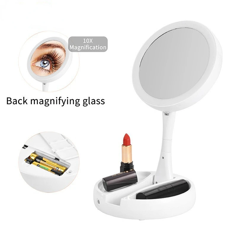 Miroir Éclairé, Miroir de Maquillage LED Grossissant 10X, Miroir LED,  Chargement USB et Batterie, Miroir de Maquillage à 180 °, Miroir  Grossissant Éclairé pour le Maquillage, Rasage 