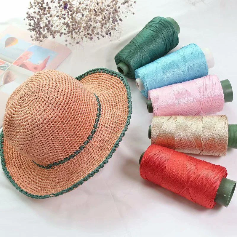 230g/Roll 2mm Flat  Light Viscose Hollow Yarn Ice Rope DIY Hat Hand Woven Thread  Hook Cushion Hollow Bright Silk Yarn Thread 3