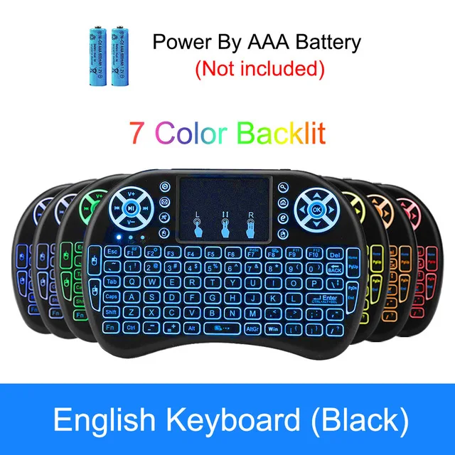 Wireless 7-Color Backlit Mini Keyboard with Air Mouse Remote Control