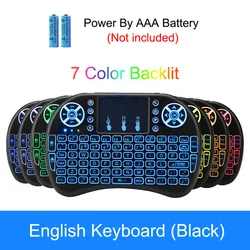 Wireless 7 - Color Backlit Mini Keyboard with Air Mouse Remote Control - USB Type - C (I8 English AA)