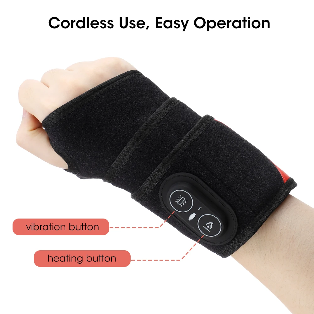 3-in-1 Heating Wrist Massage Pad Electric Wrist Massager Vibration Light Joint F