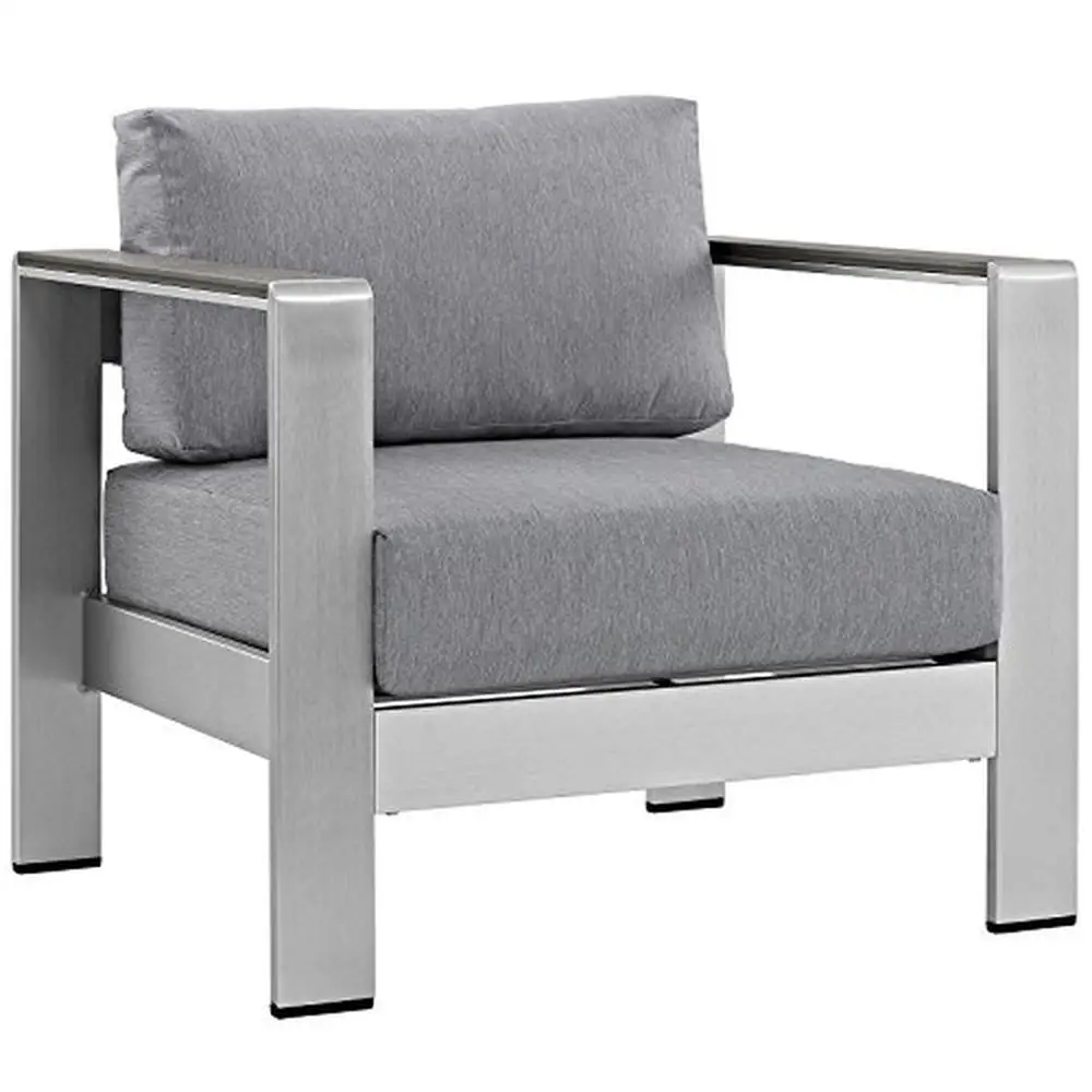 Outdoor Patio Furniture Set Aluminum Weather-Resistant Shore Collection Armchairs Side Table Grey 2