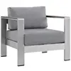 Outdoor Patio Furniture Set Aluminum Weather-Resistant Shore Collection Armchairs Side Table Grey 2
