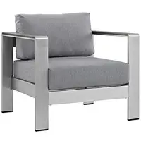 Outdoor Patio Furniture Set Aluminum Weather-Resistant Shore Collection Armchairs Side Table Grey 2
