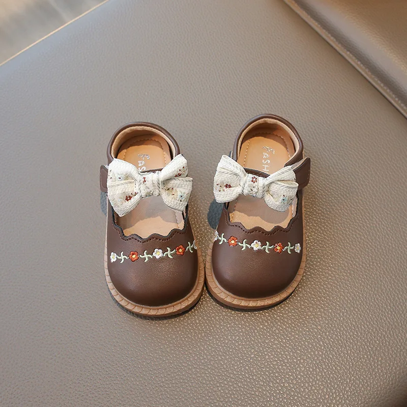 Girls Leather Flats Shoes Autumn Korean Style Soft Anti Slip