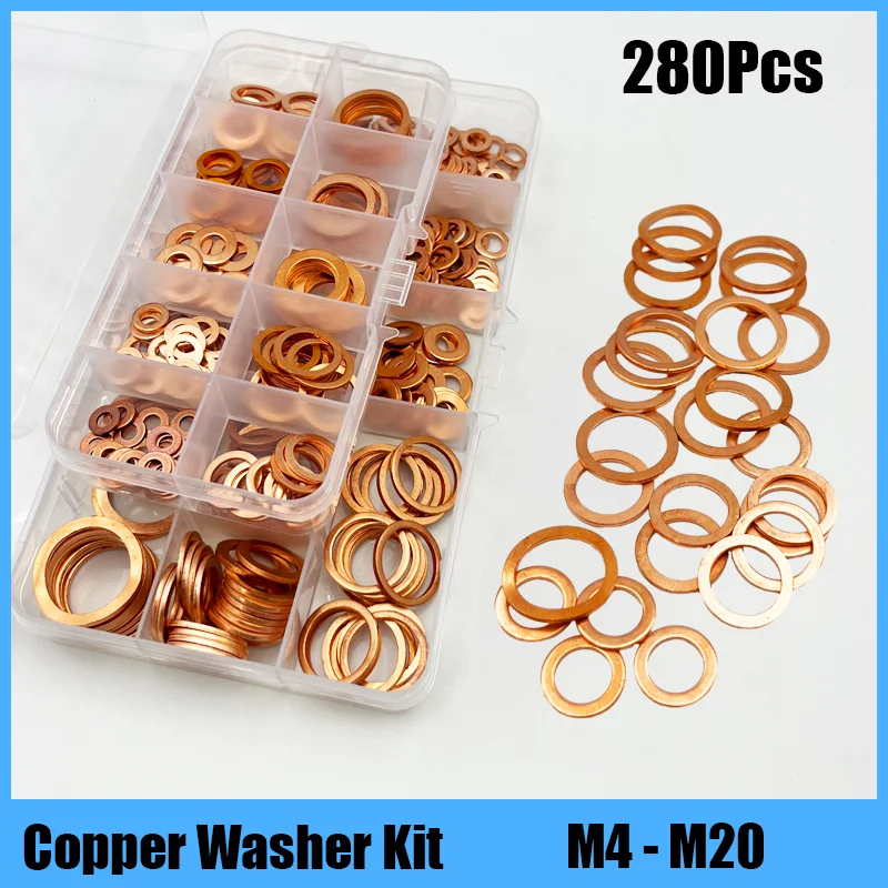 Boat-Red-Brass-Copper-Washer-O-Ring-Copper-Gasket-Flat-Ring-Seal-Kit-M6 ...