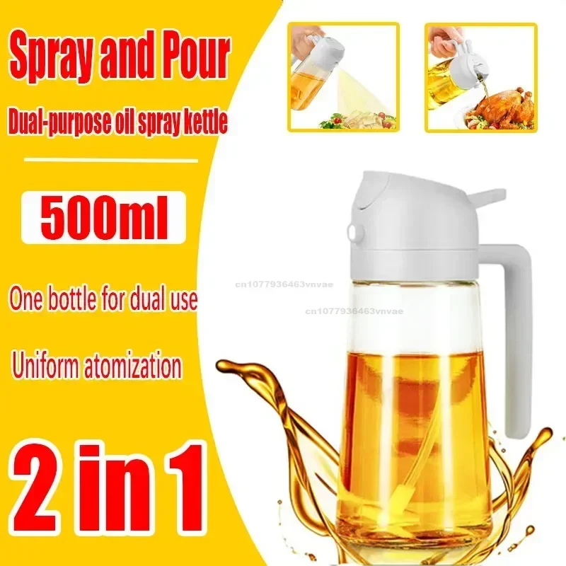 Oil Spray Bottle 2 in 1 Kitchen Oils Spray Bottle Olive Sprayer Oil Spray Plastic Cooking BBQ Baking Oils Dispenser Accessories