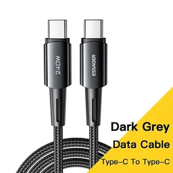 Essager High-Power 240W USB-C Fast Charging Cable - 67W 6A Quick Charge - 1m (240W Dark Grey)