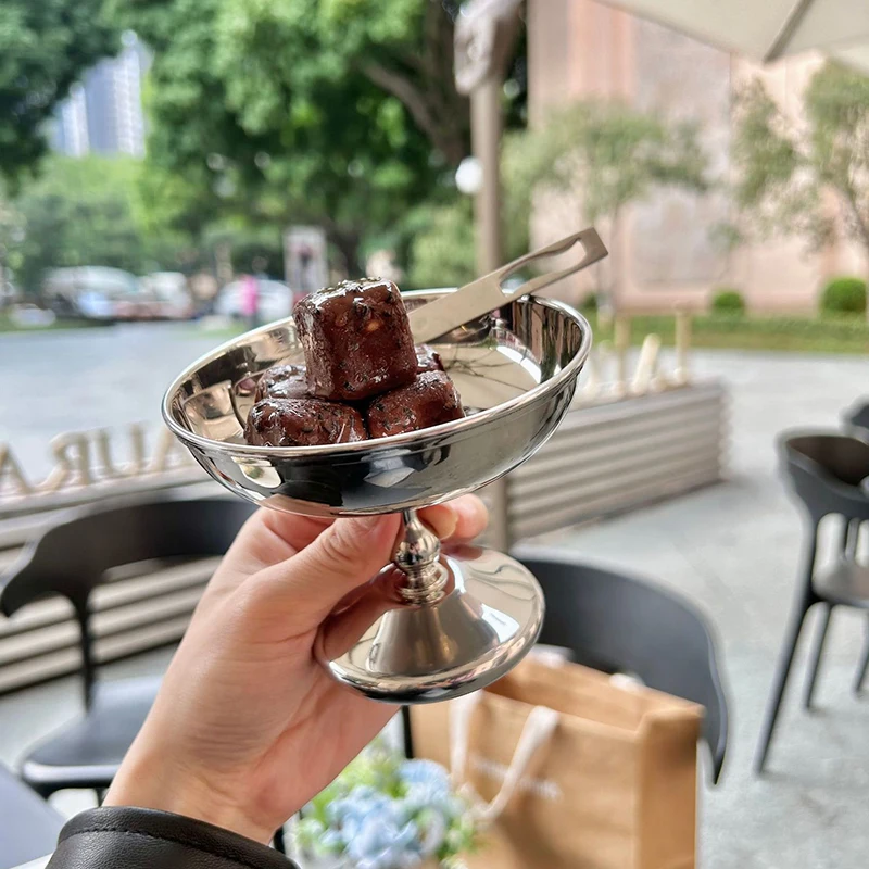 New Stainless Steel Cup Ice Cream Dessert Salad Bowl Fruit Plate Snack Dish Multifunctional Wine Cup Home Kitchen Container