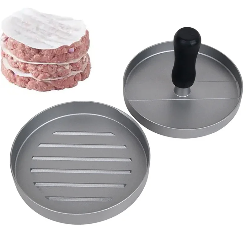 Round Hamburger Mold Aluminum Alloy Hamburger Meat Beef BBQ Burger Meat Press Kitchen Food Mold burger press hamburger press