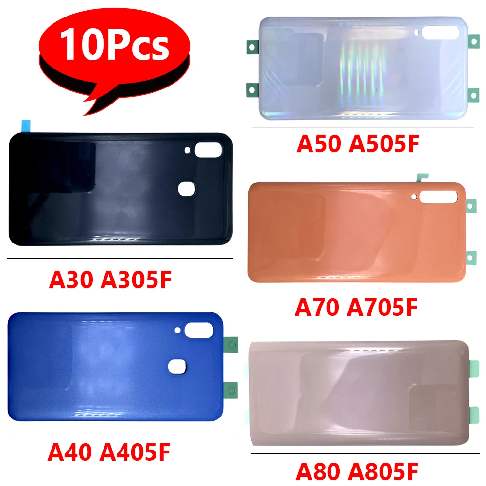 

10Pcs，Battery Back Cover Rear Door Replacement Housing With Adhesive For Samsung Galaxy A30 A40 A50 A70 A80 A405F A505F A705F