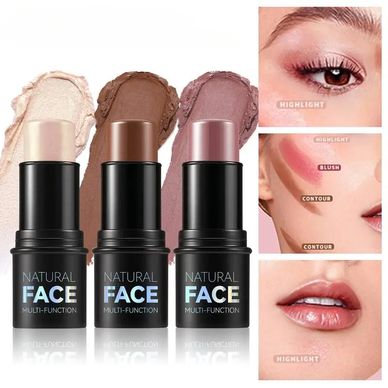 Multifunctional Makeup Waterproof Contouring Bronzer Highlighters Stick Glitter Silky Nose Shadow