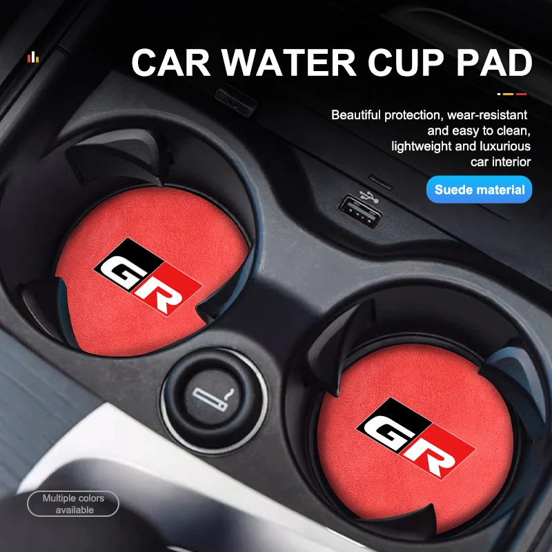 2Pcs Car Water Cup Mat Coaster Non-Slip Pad Auto Accessories cup holder coasters,car coaster pads For Toyota GR Sport Gazoo Racing Yaris 86 Corolla Hilux Supra
