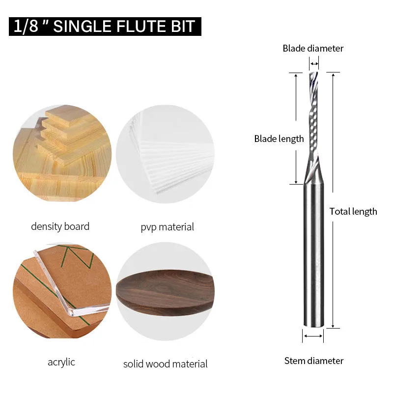 Punte Per Router A Spirale In Metallo Duro | Doppio Flauto Su E Giù | Set 3.175-12 Mm Gambo Per Legno CNC | Fresatrice Per Incisione - 6