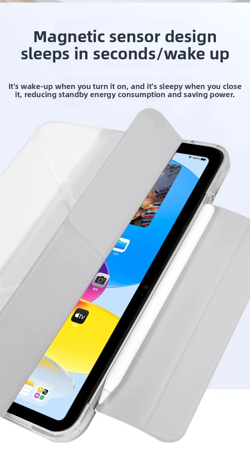 Y-Folding Transparent Back Case with Buckle Tower