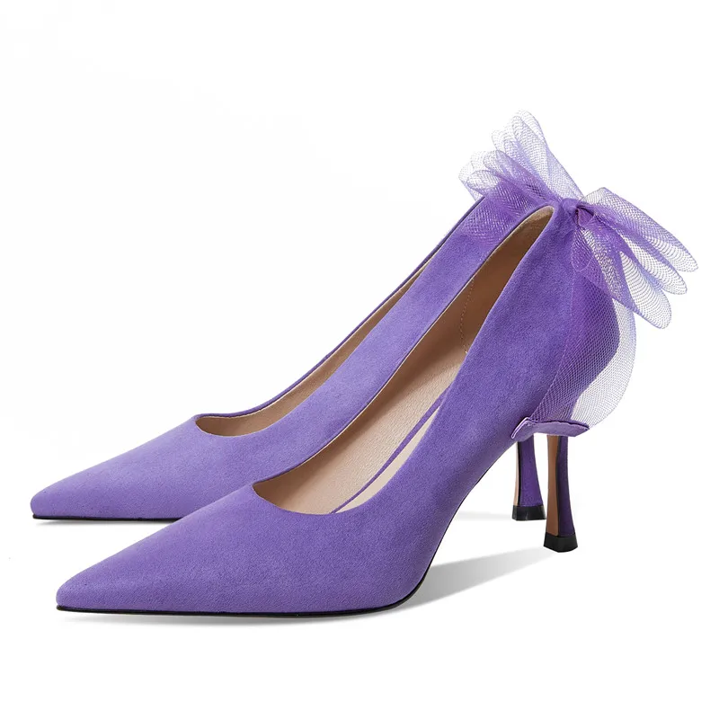 

Riband Butterfly-Knot Slip On Pump for Female Party Office Lady Dress Summer Casual Shoes Pointed Toe Thin Heel Mary Janes Shoes