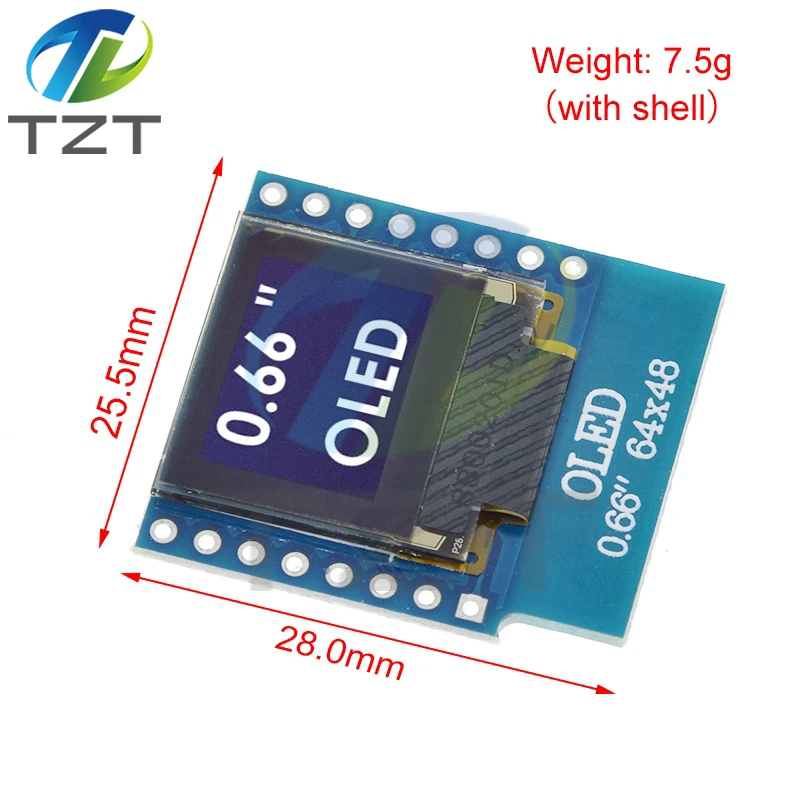 OLED Display Module 0.66" inch 64x48 IIC I2C OLED Display Module SSD1306 Shield LCD Screen For WeMos D1 MINI ESP8266 ESP32 for Arduino AVR STM32