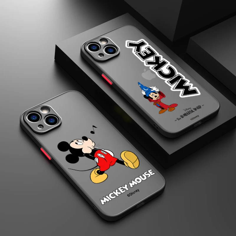 

Disney Mickey Minnie Anime Frosted Translucent Phone Case Cover For Apple iPhone 14 13 12 Mini 11 Pro XS MAX XR X 8 7 SE Plus