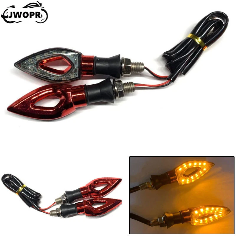 JWOPR Universal DC 12V Motorcycle Glare Warning Light Heart-shaped Turn Signal Light Modification Parts for Honda for Yamaha clear motorcycle turn indicator signal light lens moto turn lighting housing cover case for honda vfr800 1998 1999 2000 2001