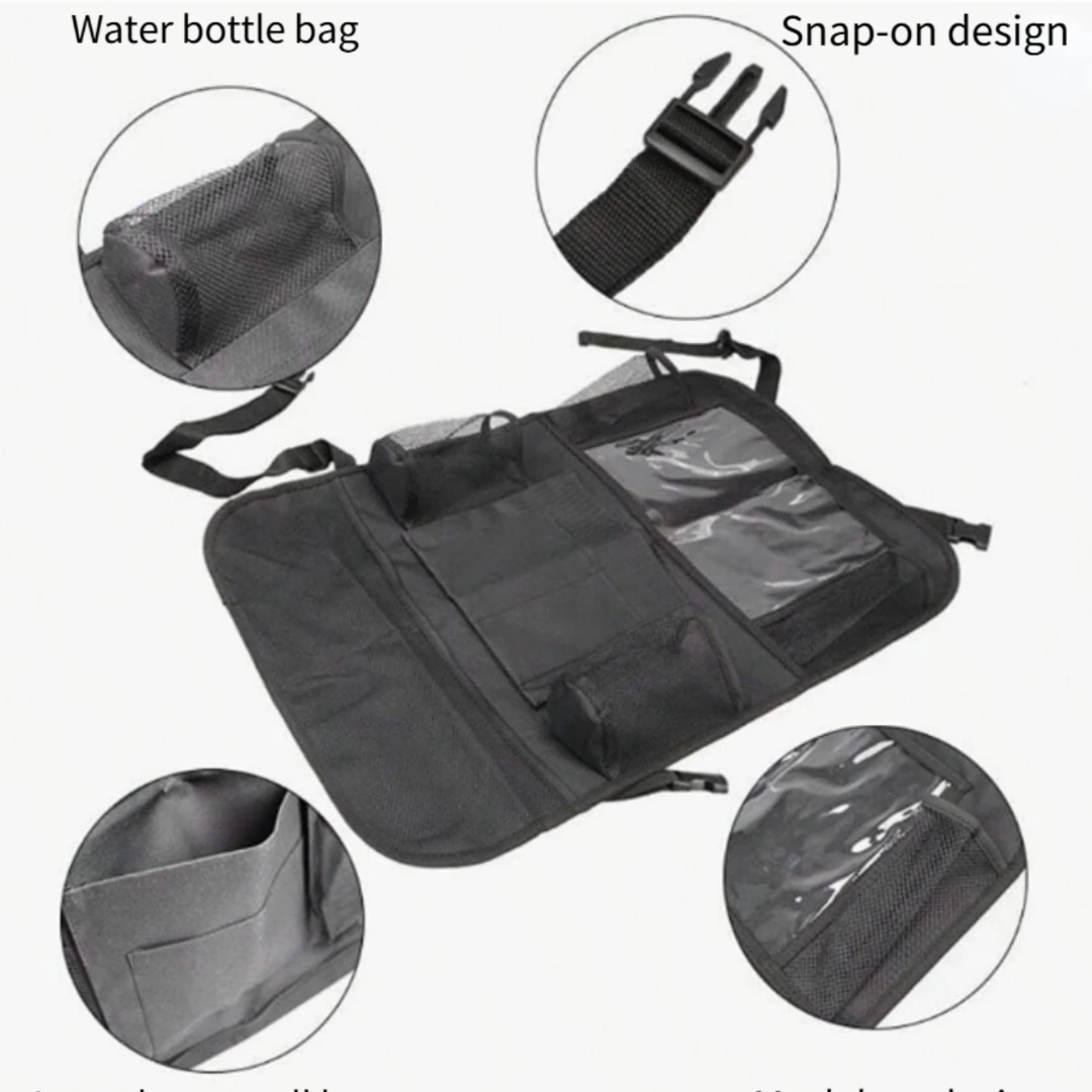 Car Storage Bag Seat Back Storage Bag Multi-function Black Hanging for Tablets, Snacks, Water Cups, Toys, etc.