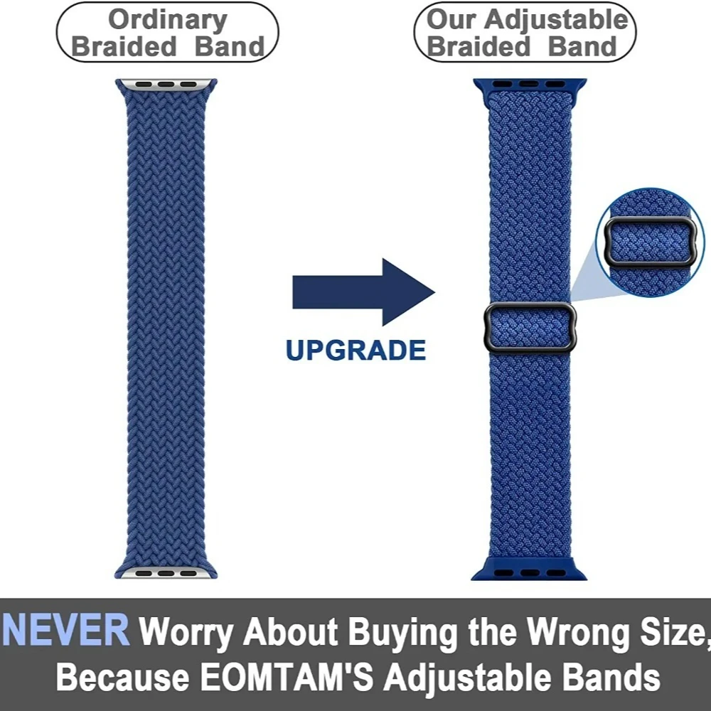 Adjustable Elastic Nylon Braided Watch Strap, Black