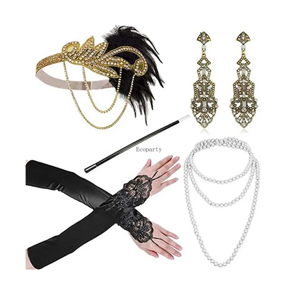 Набор аксессуаров для косплея ecпарты 39-1920s, аксессуары для костюма Гэтсби, повязки на голову в стиле Великий Гэтсби, бандо, аксессуары для женщин