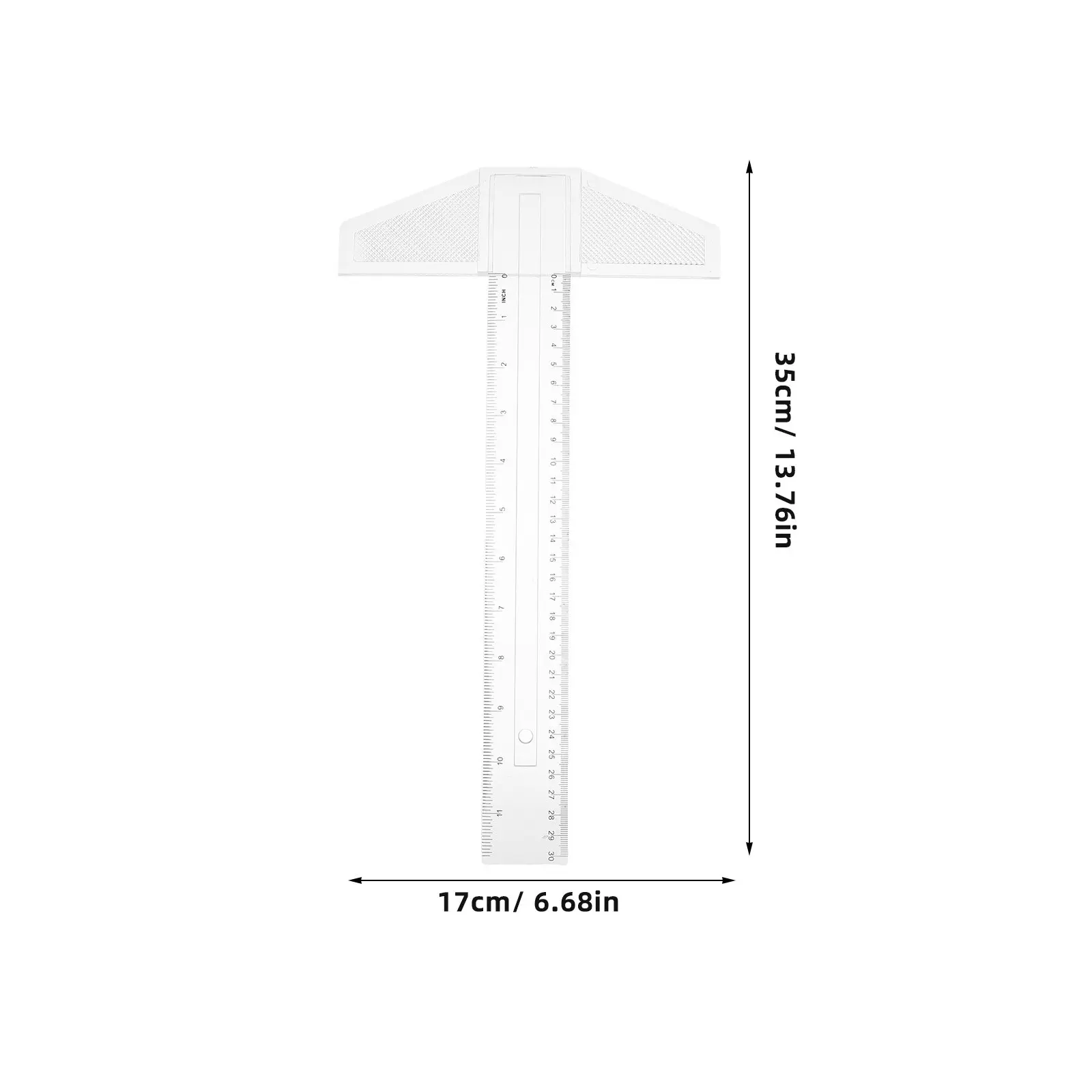 2Pcs T자형 눈금자 측정 도구 13.8x6.7x0.24inch 정밀 목공용 투명 아크릴 ABS 제도 도면 눈금자