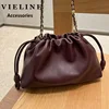 VIELINE New Women's Drawstring Cloud Bag Blessing Bag Hobos Bag Real Leather One Shoulder Crossbody Bag Casual Bucket Bag 1
