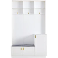 KOMHTOM Bench and shoe shelf wardrobe set white