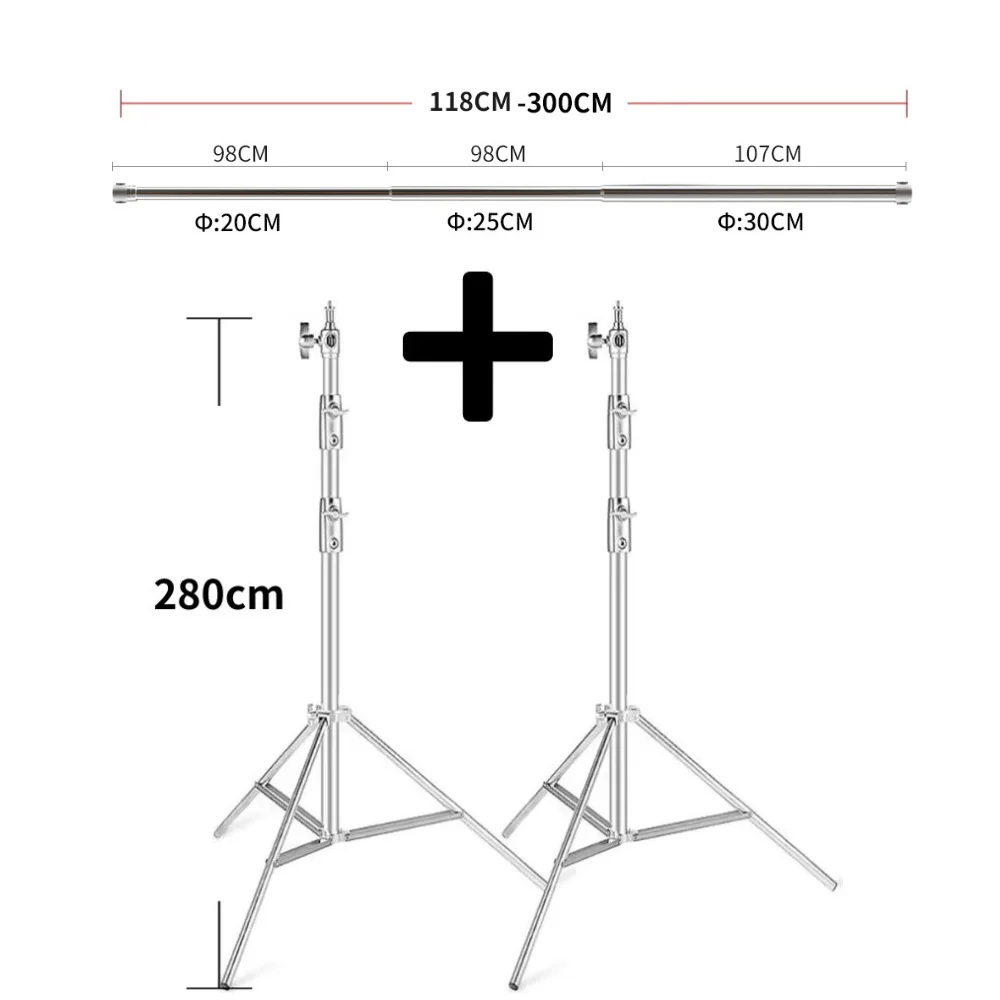 Système de support de fond de photo de barre transversale télescopique universelle, supports HONSuper, support de soeur, studio de photographie, 2,8x2, 3m