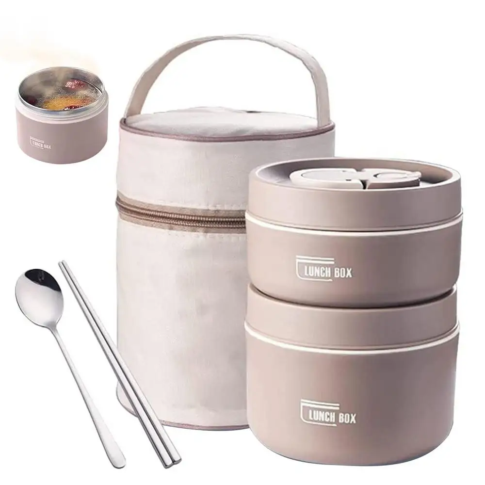 Boîte à Déjeuner Bento HENSHOW 1600ml - 2 Couches - Adulte - Couverts Inclus