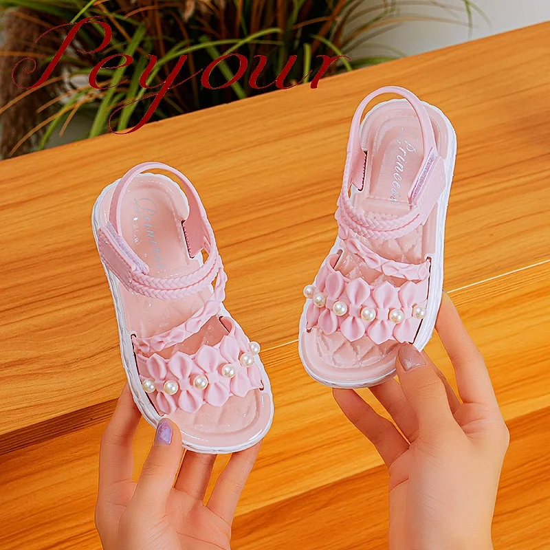 Trendy Cute Solid Color Open Toe Sandals For Girls, Breathable Lightweight Wear-resistant Sandals For All Seasons 4