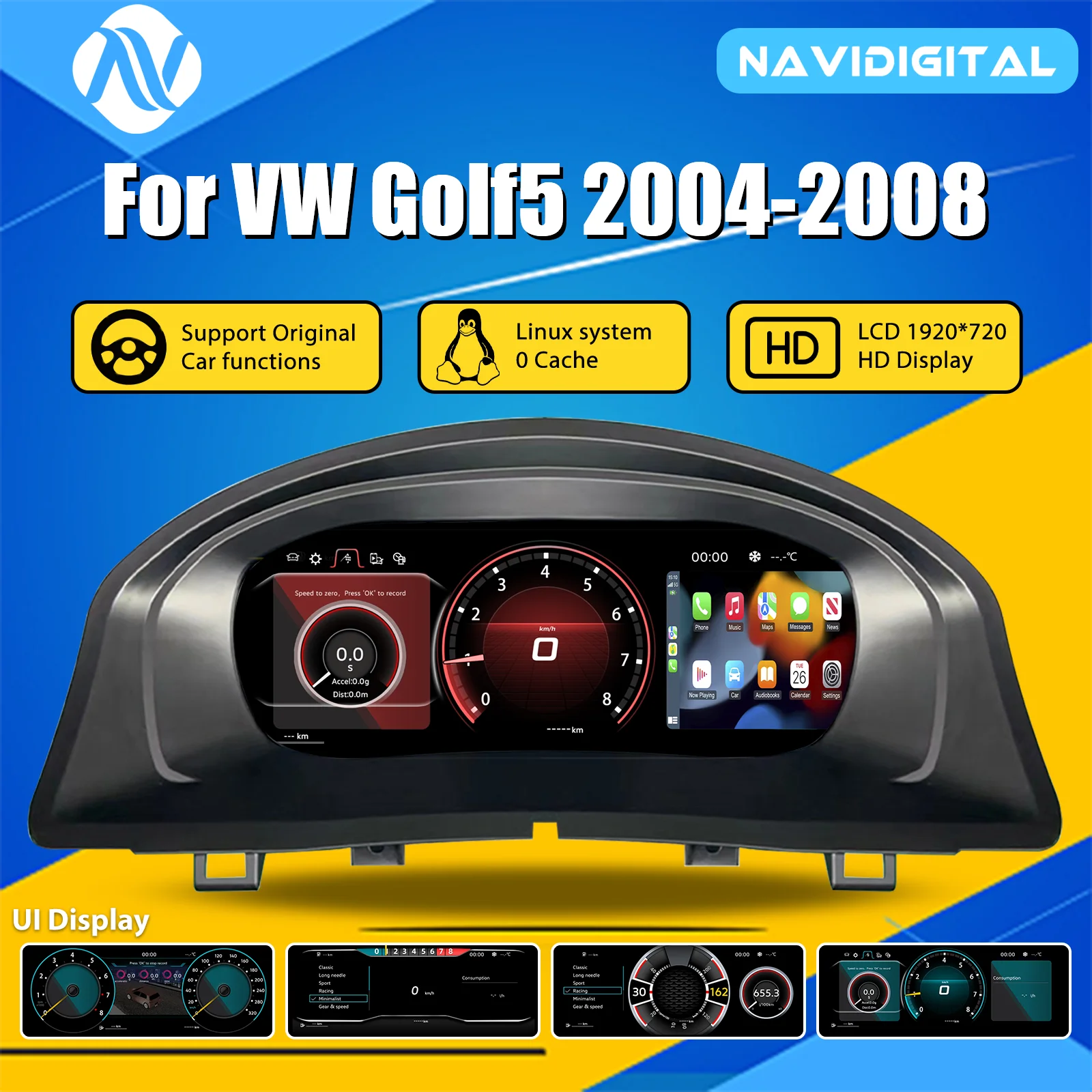 Panel de instrumentos digital para VW Golf 5 años 2004-2008, velocímetro virtual, panel de instrumentos. 1