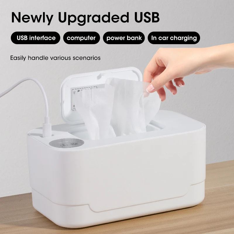 USB Baby Wipe Warmer Smart Heating Machine For Cotton Towel Tissue Polypropylene Wipes Portable Home Car Use
