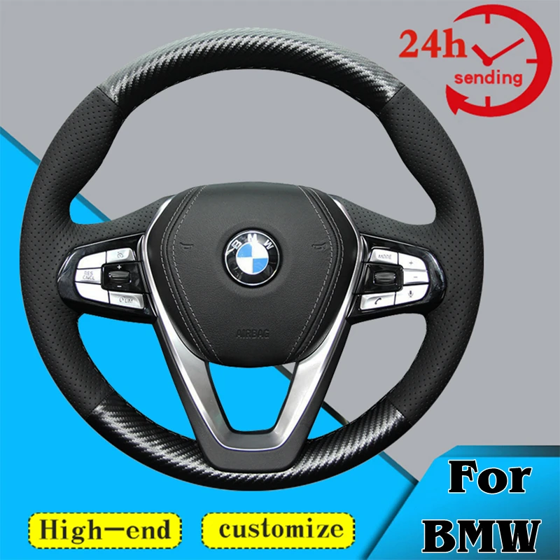 

Custom Car Steering Wheel Cover Carbon Fiber Genuine Leather Fit For BMW G30 530i 540i 520d 530e 2016-2018 G32 GT 630i 630d