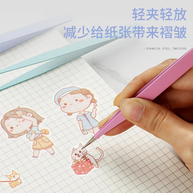 2 pcs/pack DIY Tape Stickers Gadget Multi-tool Tweezers Kawaii Cute Stationery Tweezers Hand Account scrapbooking supplies tool stickers scrapbooking supplies,journal tools set