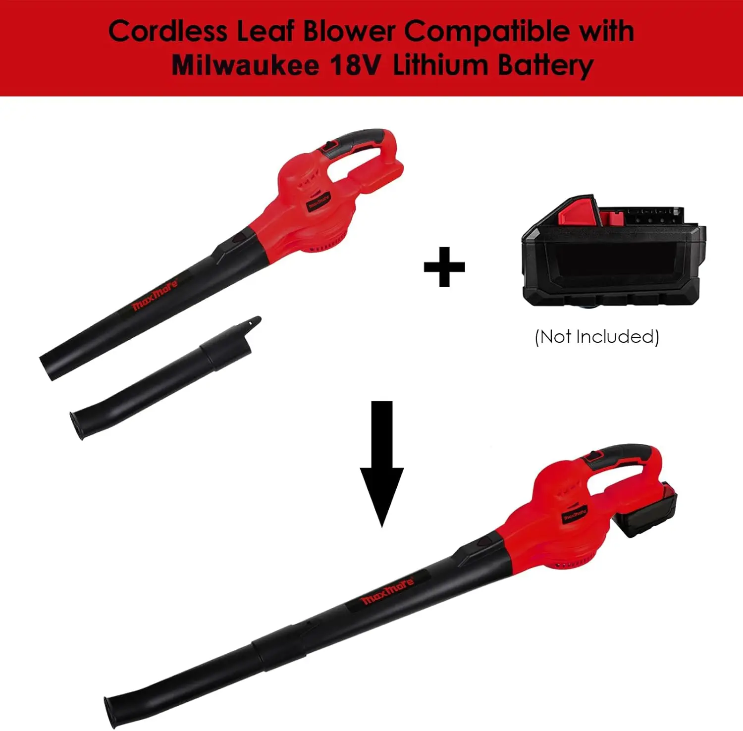 Cordless Leaf Blower Compatible with Milwaukee 18V Battery (Tool Only) Electric Handheld Jobsite Air Blower for Lawn Care Yard 5