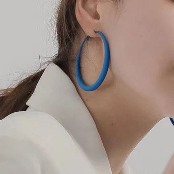 여성용 멀티 에나멜 컬러 라운드 금속 귀걸이, 클립온 컬러풀 후프 귀걸이, 패션 쥬얼리, 소녀 파티 액세서리 2022249
