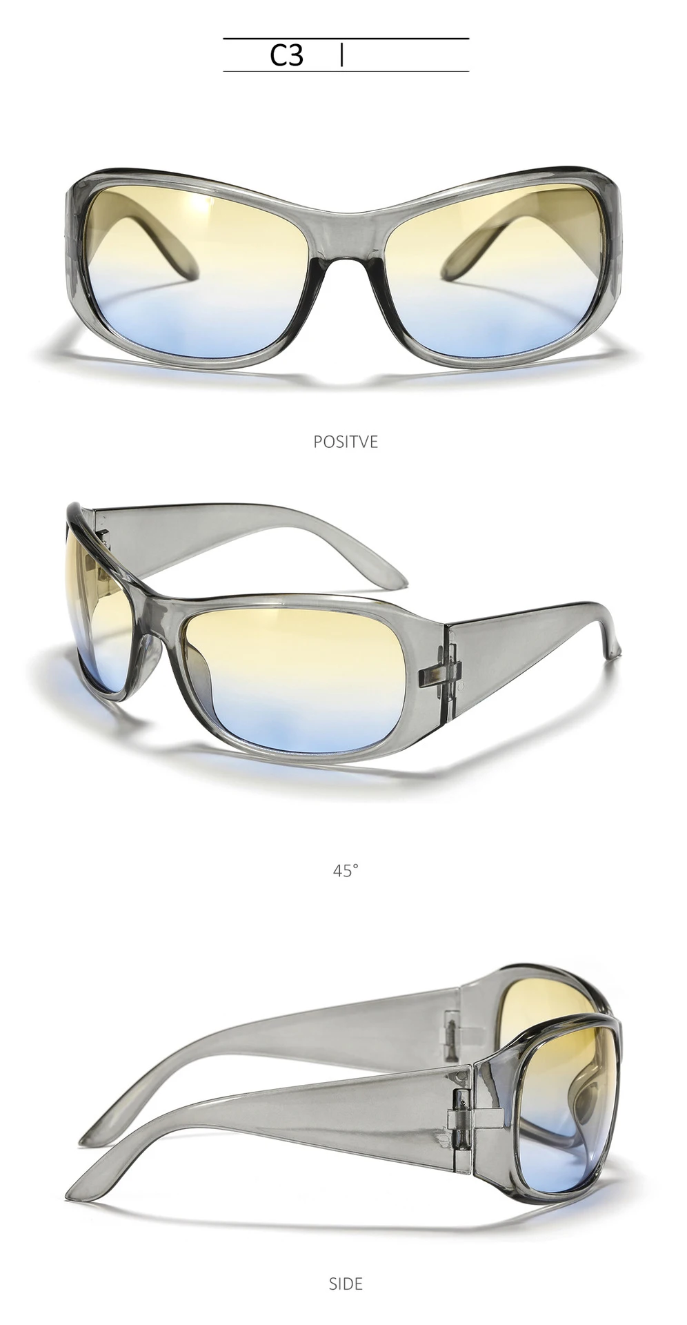 Neue Trends Frauen Männer 2000er Jahre Sonnenbrille Y2k Punk Sport Sonnenbrille Gradient Shades Brillen Weibliche Luxus Marke UV400 Brillen – Detail 4