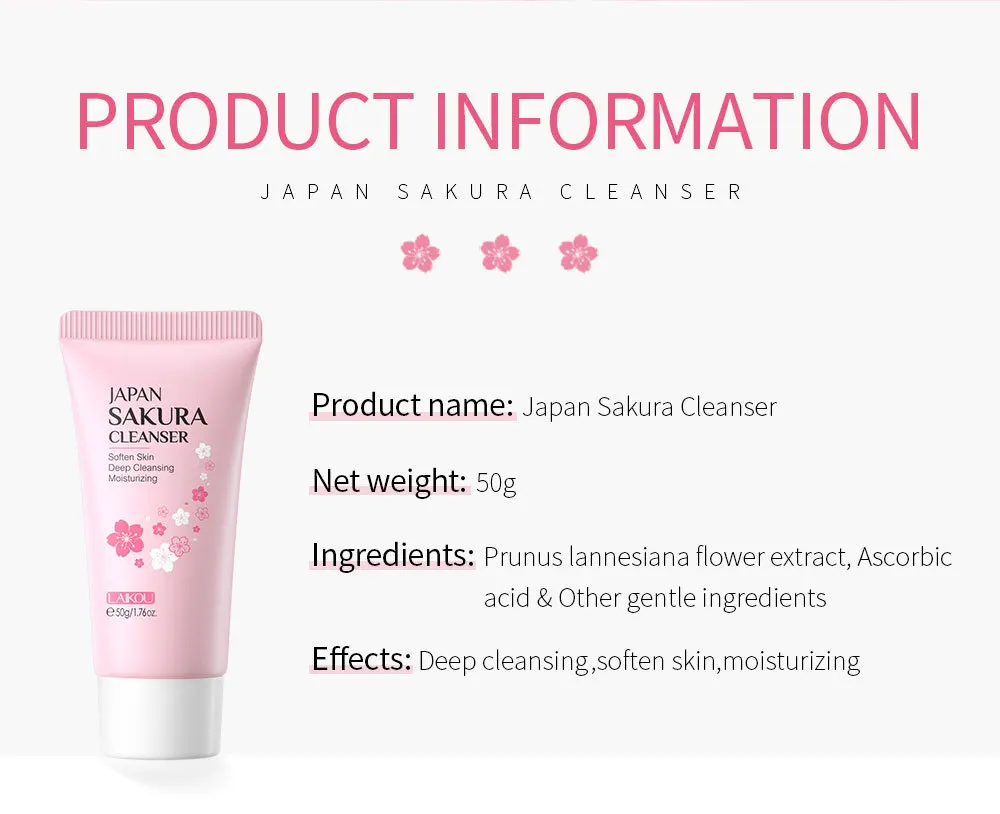 LAIKOU Facial Foaming Cleanser Deeply Cleansing Oil Control Moisturizing Blackhead Removal Skin Care Face Wash Foam Cleanser 6