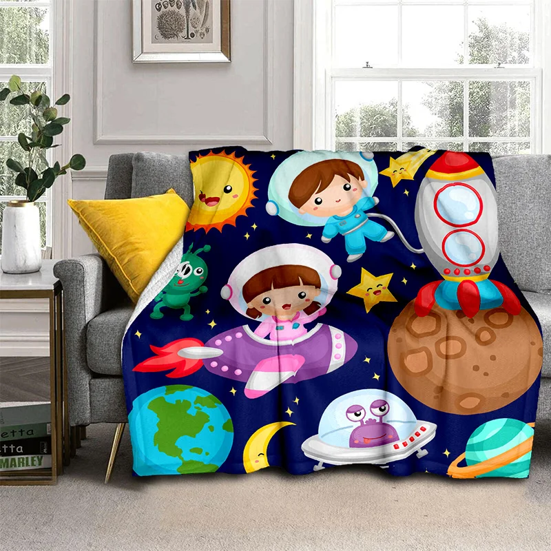 

Astronaut Cartoon Anime Pattern Manta Sofa Bed Cover Soft Blanket Plaid Soft Warm Flannel Throw Noon Break Blankets Fans Gif