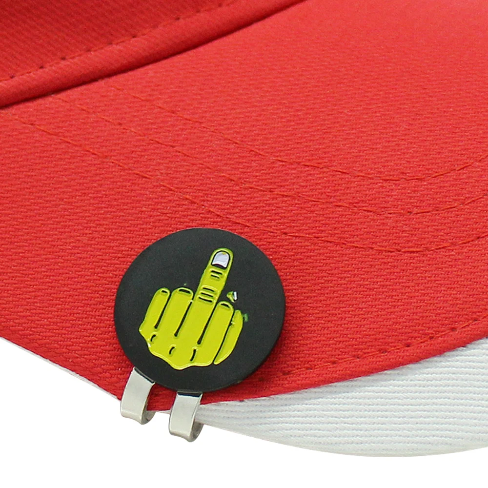 Pack 1 Pcs Metal Black Golf Ball Marker With Magnetic Hat Clip New Gesture Design Golf Mark