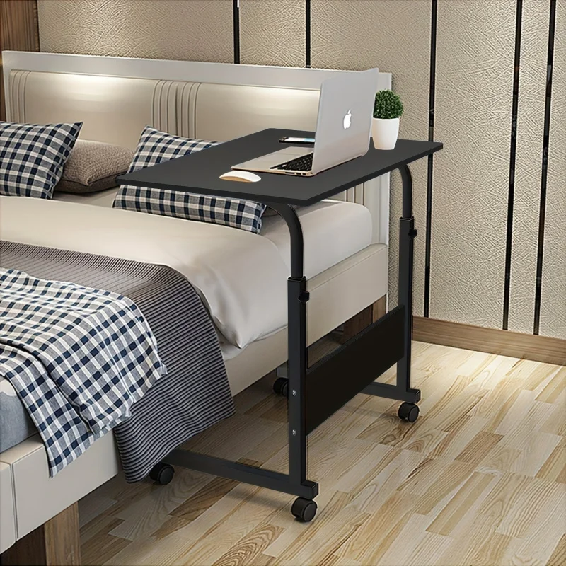 Multifunctional Adjustable Bedside Table MDF/Iron/4 Wheels With Brake, Silver Grey