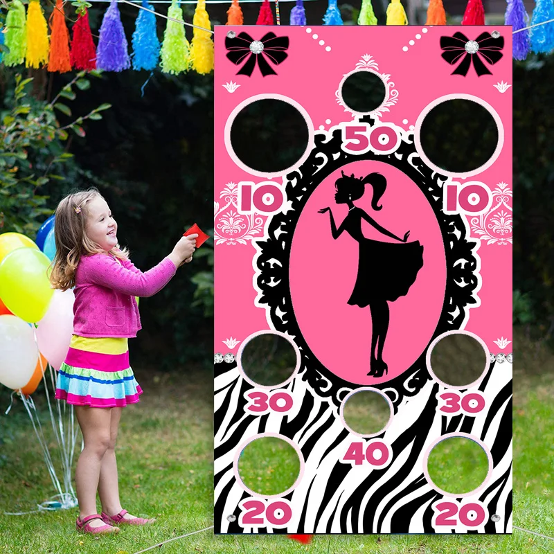 Barbie Pink Girl Princess Toss Game Banner Per La Decorazione Della Festa Di Compleanno Attività Di Carnevale Forniture Per Esterni Giocattoli Regali 