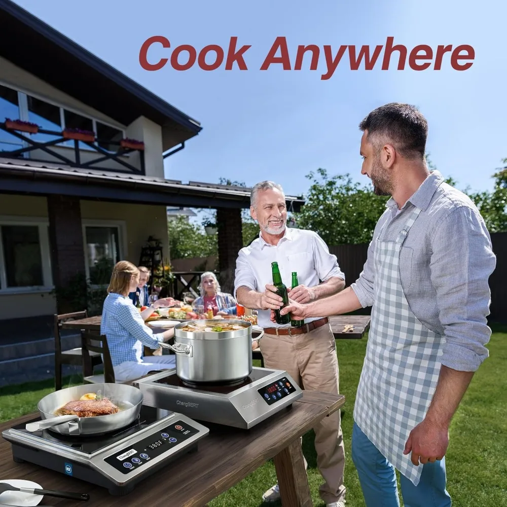 Induction Cooktop, Commercial Grade Portable Cooker, Large 8&rdquo; Heating Coil, 18/10 Stainless Steel Countertop Burner