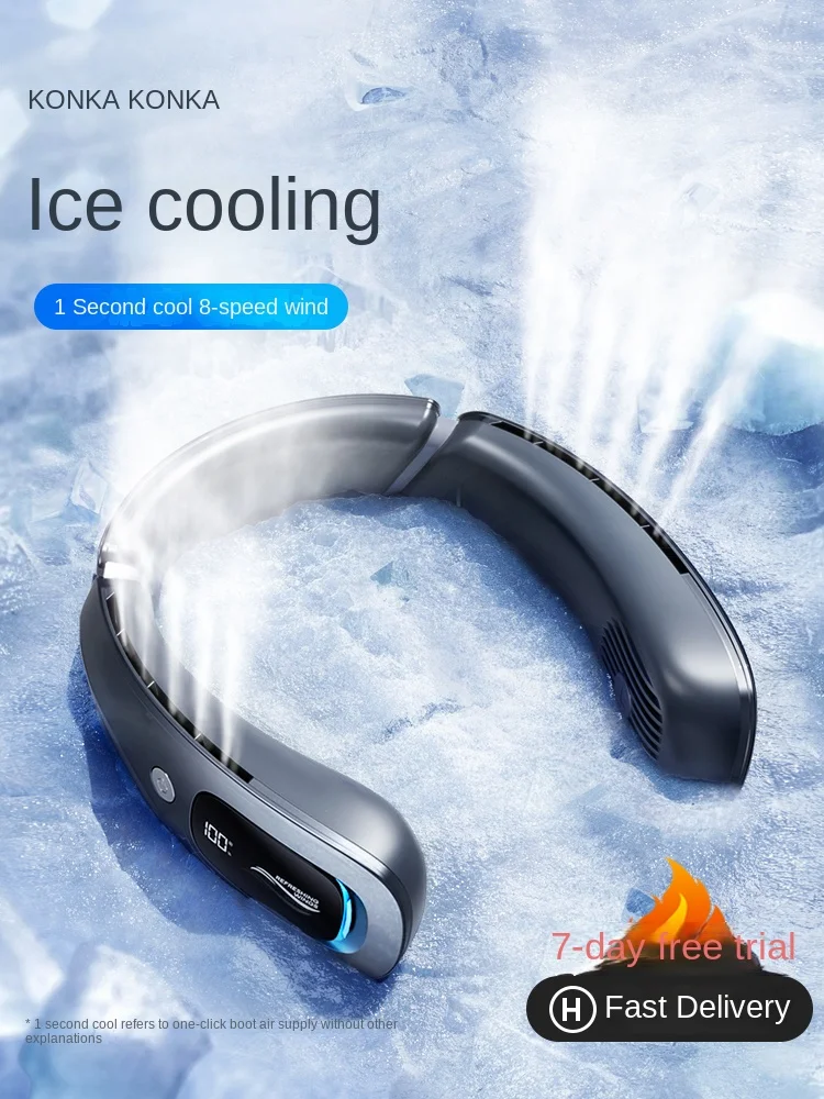 

Konka шейный подвесной вентилятор портативный маленький зарядный вентилятор шейный подвесной охлаждающий вентилятор из льда и фарфора