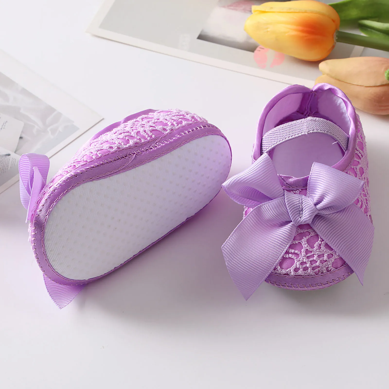 0-15 Month Infant Walkers Shoes Cute Bowknot Elastic Belt Lightweight Soft Non-slip Princess Shoes Toddler First Walkers zapatos images - 6