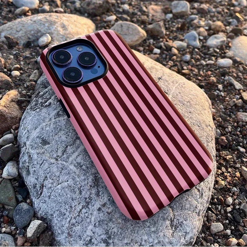 Luxury Fashionable Striped Black Double-Layer Phone Case Cover