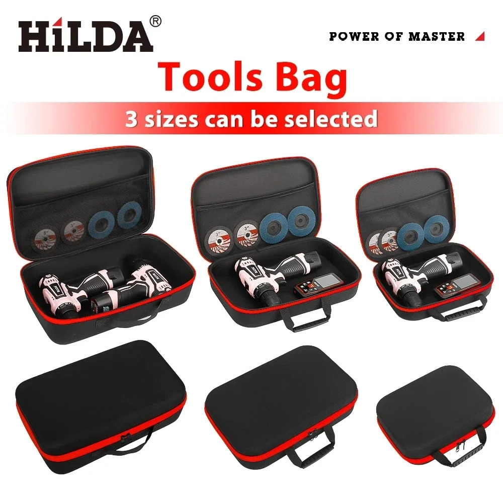 Tool Bag HILDA Large Capacity Tools Bag 3-size Available With Red Edges Tools Waterproof Tool Bags Electrician Hardware Bag